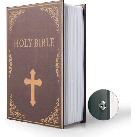 Petit coffre-fort secret pour dictionnaire de diversion avec clé de sécurité (clé, Bible)