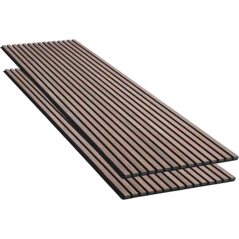 Silumen – Lot de 2 panneaux acoustiques muraux 240x60x2,2cm – Finition noyer sur fond noir – Absorption acoustique performante – Éco-responsable