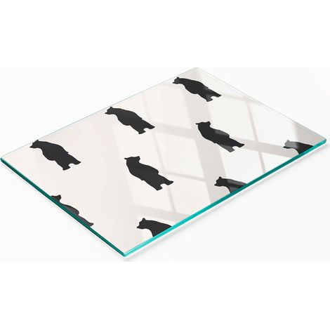 Tabla de cocina de vidrio templado con dibujos decorativos de osos, 80 x 52 cm. (1/5)