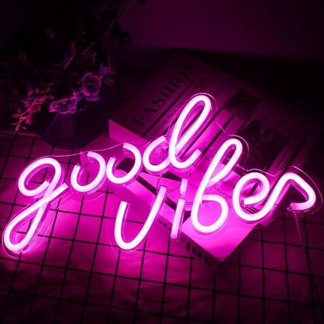 Neon-LED-Leuchtschild mit Acrylsockel, USB-betrieben, dekoratives Neonschild (Pink) (1/4)