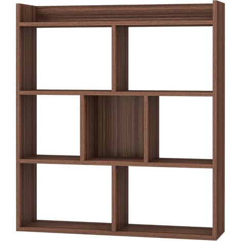 Libreria a giorno 80 x 20 x 90 cm con 7 cubi portaoggetti solida e sicura stile moderno legno di noce 200018512