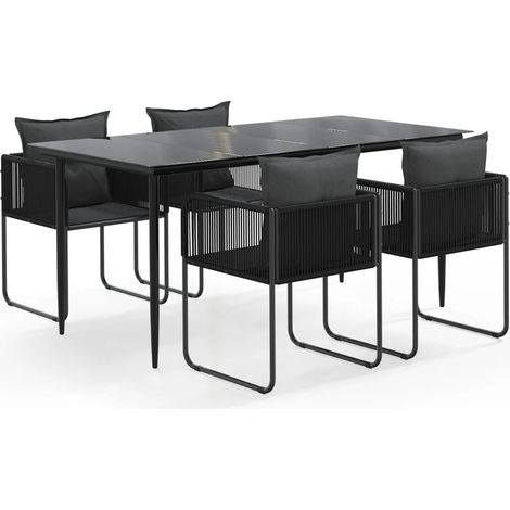 Ensemble à manger de jardin 5 pcs  Mobilier de jardin Noir (1/5)