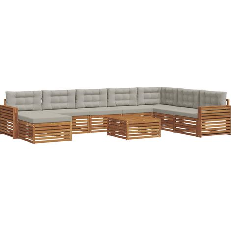 Conjunto de sofás de exterior 9 uds. Gris Natural y Claro vidaXL (1/5)
