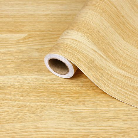 Papier peint effet bois, film vinyle autocollant grain de chêne naturel, papier contact amovible et imperméable pour meubles, plans de travail de cuisine, appuis de fenêtre, comptoirs, 40 x 300 cm (1/5)