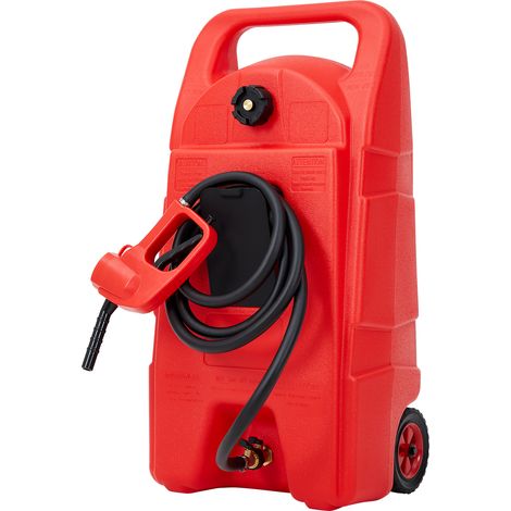 Bidon à carburant rouge sur roues 57L – Jerrican Essence Diesel en PEHD – Tuyau 3m – Débit 11.4L/Min – Anti-fuite et résistant aux chocs (1/5)