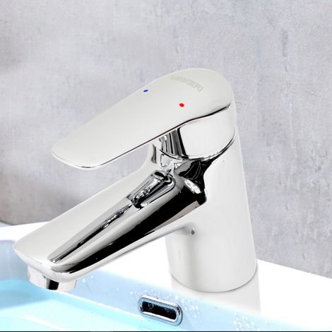 Robinet mitigeur lavabo vasque design laiton chrome (1/2)