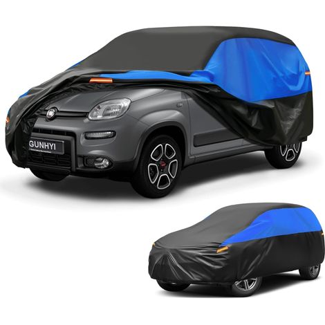 Housse de Voiture Imperméable et Respirante, Bâche pour Fiat Panda, Housse de Voiture Noire et Bleue, Bâche de Garage Complète pour Protéger de la Pluie, du Soleil et de la Poussière.,Convient pour Fi (1/5)