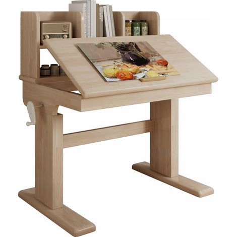 Escritorio infantil regulable en altura de madera con tablero inclinable y almacenaje HOMVRA (1/5)
