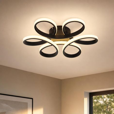 Plafoniera a LED Lampada da soffitto Lampada da soggiorno in metallo Nero bianco caldo L 40 cm (1/5)