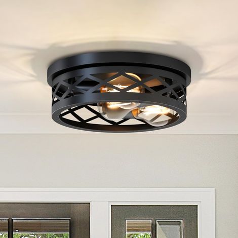 Luminaires Intérieur Plafonnier Noir, Plafonnier LED Cuisine, φ30CM Éclairage de Plafond 3 Luminaires Circulaire, E27 Lampes de plafond Pour Couloir, Chambre, Restaurant (Ampoule non incluse) (1/5)