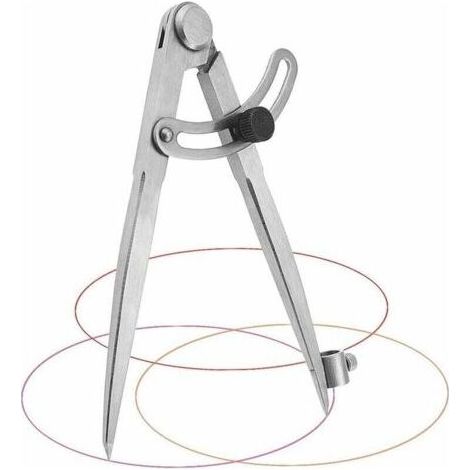 Pair Compas de charpentier professionnel en acier au carbone 20 cm avec grand diamètre pour le dessin de cercles, le travail du bois, le travail des métaux et le travail du cuir. (1/3)