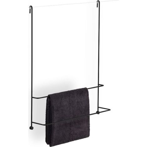 Giese Server Badetuchhalter 11858-14 schwarz matt, Befestigung an Glaswand, 2 Badetuchstangen