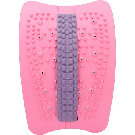 Dispositif de traction lombaire magnétique à bande de massage en silicone pour le massage du bas du dos et l'étirement du dos, dispositif de traction pour hernie discale lombaire (rose et violet) (1/5)