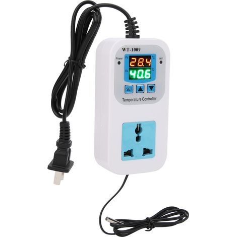 Digitales Thermostat mit Doppelanzeige, elektronischer Steuerstecker 10A WT-1009, 110–220 V, US-Stecker
