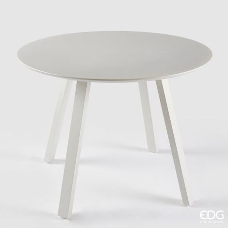 EDG Enzo De Gasperi Tavolo Rotondo da Esterno Bianco in Alluminio D 100 cm H75 cm (1/5)