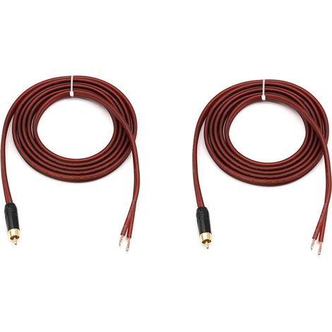 (2) Câbles d'enceintes RCA, câble d'enceinte nu vers connecteur RCA, câble audio ouvert à fil nu (1/5)