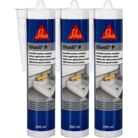 Lot de 3 mastics silicone universel SIKA Sikasil-P Marine - Transparent - 300ml