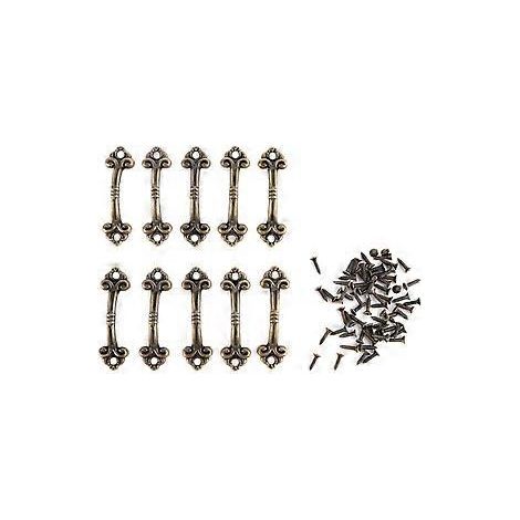 Lot de 10 poignées de tiroir en alliage de zinc pour commode, porte de placard de cuisine ou armoire : poignées simples de style vintage. (1/5)