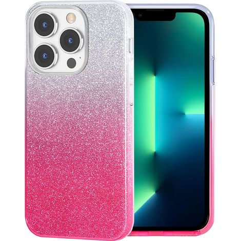 Custodia glitterata per iPhone 13 Pro Max, argento/rosa (1/4)