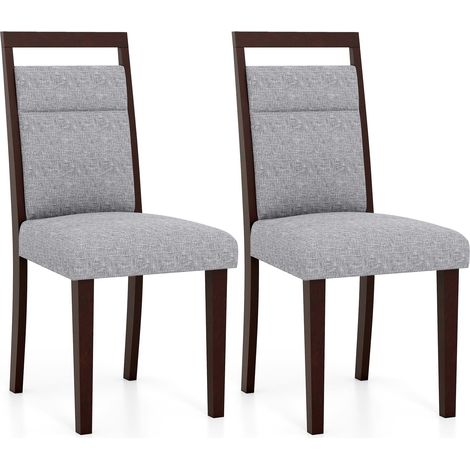 Juego de sillas de comedor de 2 piezas, asiento y respaldo acolchados, color gris