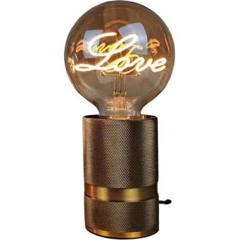 Basal - Lampada da comodino, dorata, con lampadina LED Love o V