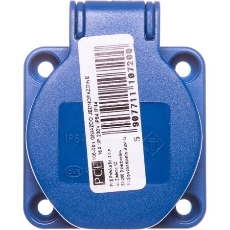 Presa da pannello 10/16A 2P+Z Schuko 230V blu IP54 105-0bs