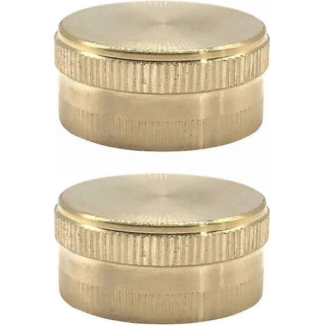 Lot de 2 bouchons de tuyau d'arrosage en laiton, raccords de plomberie à extrémité en cuivre pour irrigation de jardin (doré, filetage fin 3/4)-3.00X3.00X1.50CM-Golden