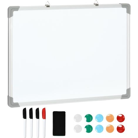 Tableau blanc magnétique 60 x 1,8 x 45 cm avec 4 marqueurs, 1 effaceur, 10 aimants, chevalet et fixation murale (1/5)