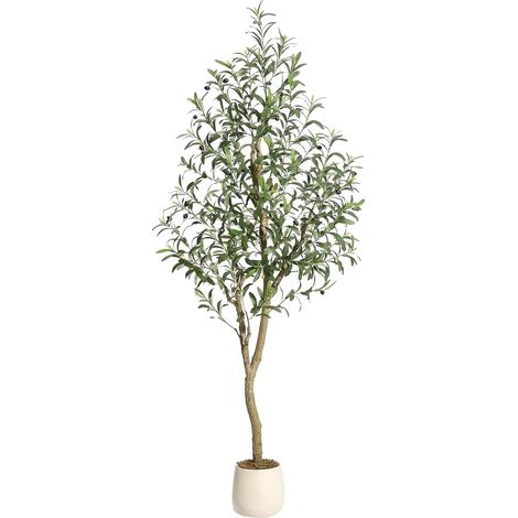 Olivo artificial, planta falsa, decoración sin mantenimiento, verde, 1,8 m (1/2)