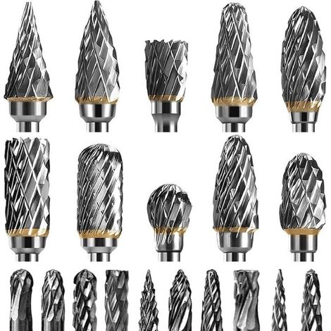 20pcs Carbide Milling Cutter Set, Tungsten Steel Rotary Milling Cutters, 1/8" Size", for Woodworking, Polishing (1/5)
