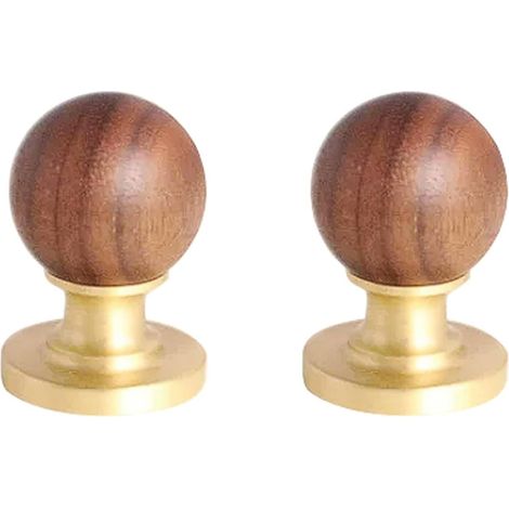 Boutons de meubles ronds vintage en noyer et laiton massif (1/5)