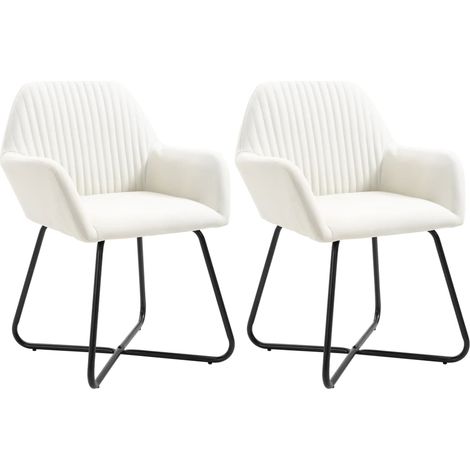 Sillas de comedor 2 unidades tela color crema vidaXL