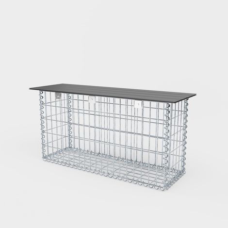 Gabiondeco - Banc de jardin Spiral Gabions 105 x 50 x 30 cm - MW 5 x 10 cm. avec plateau recyclà© en anthracite - Made in Germany (1/5)