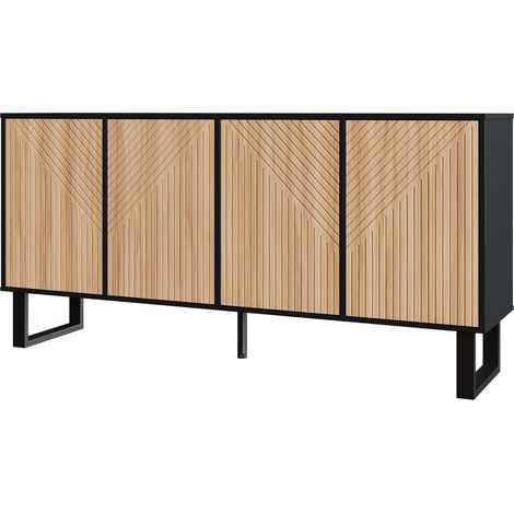GagaBuffet 160 cm noir bois strié (1/5)