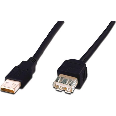 Digitus USB 2.0 Prolunga [1x Spina A USB 2.0 - 1x Presa A USB 2.0] 1.80 m Nero tondo, doppia schermatura (1/2)