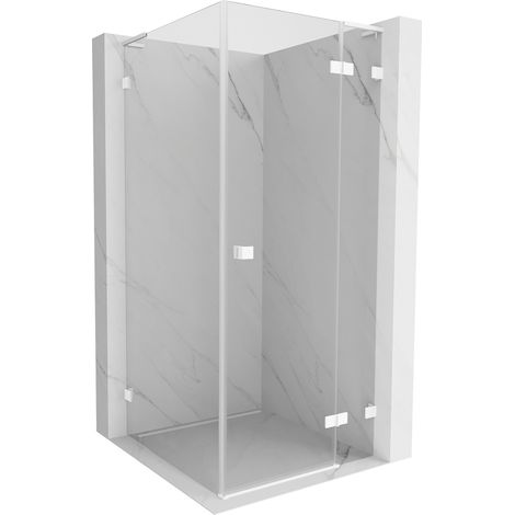 Mexen Lunar L cabine de douche à porte battante droite 100 x 100 cm, transparente, blanche - 834L-100-100-20-00-P (1/5)