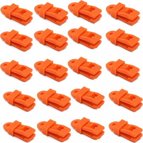 Juego de 20 clips ajustables para lonas de tiendas de campaña, resistentes y versátiles, para toldos, tiendas de campaña, marquesinas y camping, color naranja. (1/5)