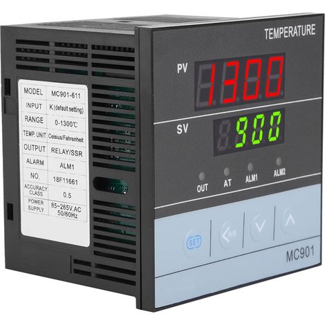 MC901 PID-Digitaltemperaturregler mit K/PT100-Eingang, Relais- und SSR-Ausgang für präzise Temperaturregelung in Industrie und Labor (1/5)