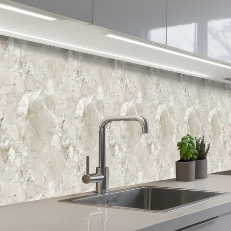 REVETEMENT MURAL DE CUISINE, CRÉDENCE DE CUISINE Marbre - Gris - Veines 400x60 cm