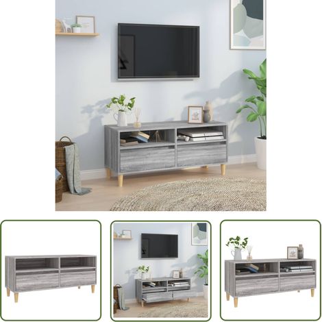 The Living Store Meuble TV sonoma gris 100x34,5x44,5 cm bois d'ingénierie - Meubles Tv - Meuble Tv - Support Tv - Unité Tv - Meuble Salon (1/5)