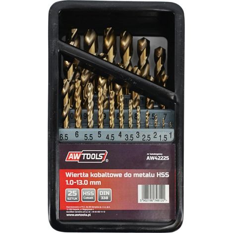 AWTools 25 piezas taladros de cobalto estuche metálico (1/2)