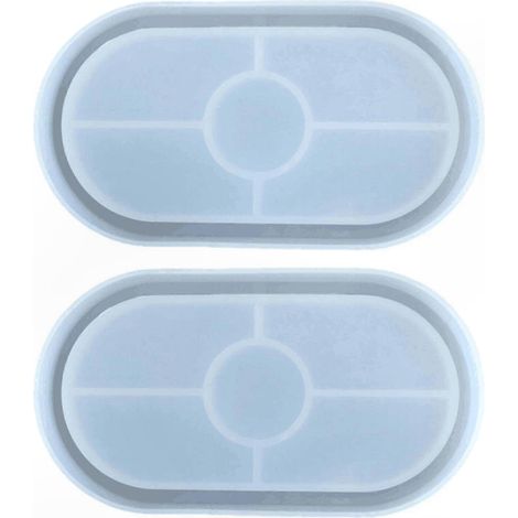 Moule silicone ovale miroir, lot de 2 plateaux pour résine, DIY déco maison, outil de création, moule à pain et chocolat, moule à dessert.
