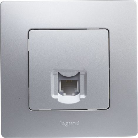 Toma para teléfono RJ11 Legrand 396483 en Color Aluminio. Gama Niloé monoblock, mecanismo completo. (1/4)
