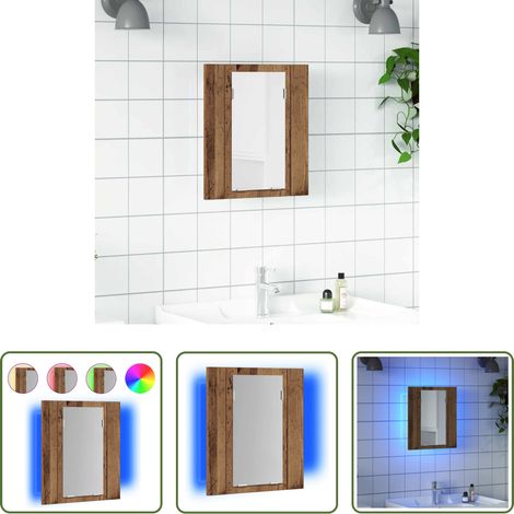 Badezimmer-Spiegelschrank - LED-Spiegelschrank Altholz-Optik 40x12x45 cm Holzwerkstoff (1/5)