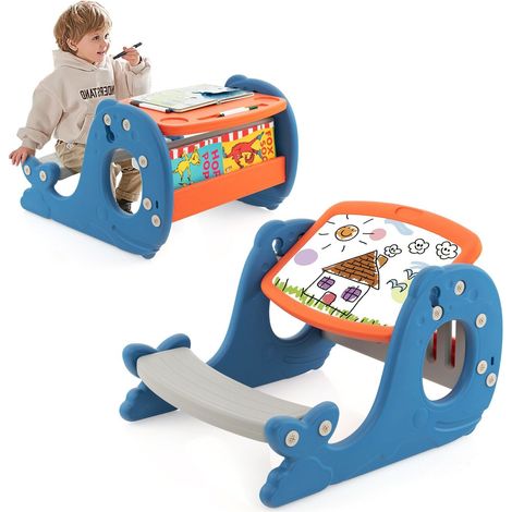 4 in 1 Convertible Kids Activity Table Set Adjustable Toddler Easel w/Whiteboard (1/5)