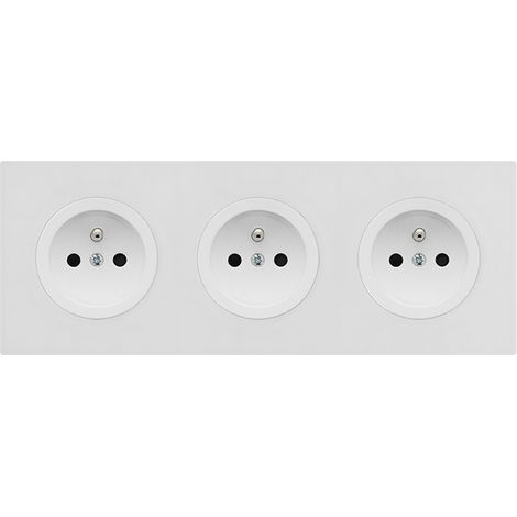FONTINI 3 prises 2P+T blanc glossy DOM avec plaque triple blanc – Solution fonctionnelle et design pour vos espaces modernes (1/5)