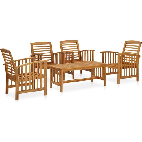 vidaXL Salon de jardin 5 pcs Bois d'acacia massif (1/5)
