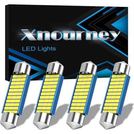 Ampoules Feston LED 578 DE3425 211-2/212-2 41/42mm Lot de 4 pièces 12V blanc, 33 SMD haute luminosité, 1,65po, plafond, porte, courtoisie et coffre voiture (1/5)
