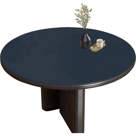 Nappe de table ronde en PU 70cm, double face imperméable, bleu foncé/orange