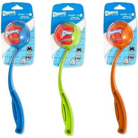 CHUCKIT Lanceur de balle 12M - Vert, orange ou bleu - Pour chien